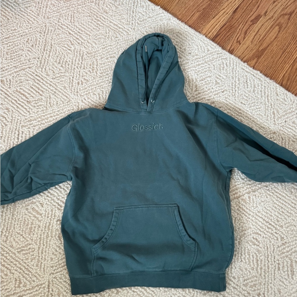 Glossier Men's Teal Hoodie Sweater